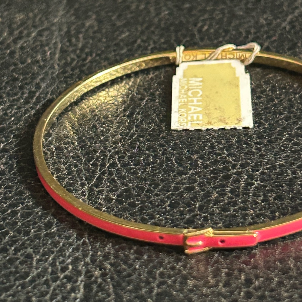 Michael Kors Pink Enamel and Gold Buckle Design Bracelet - Picture 11 of 16